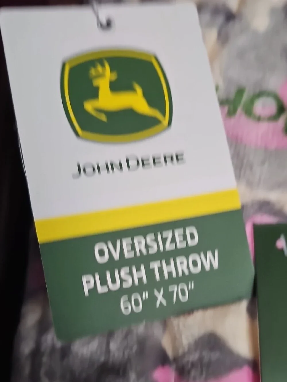 John Deere Oversized Plush Throw Blanket Camo Grey White Pink Green Logo Gift
